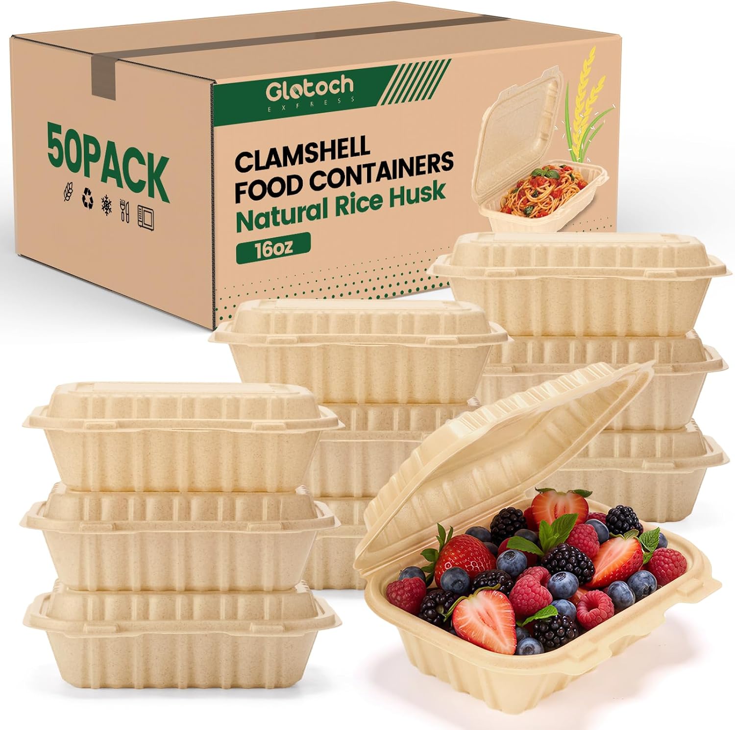 Meal Prep Rice - 50 sztuk pojemników typu clamshell o